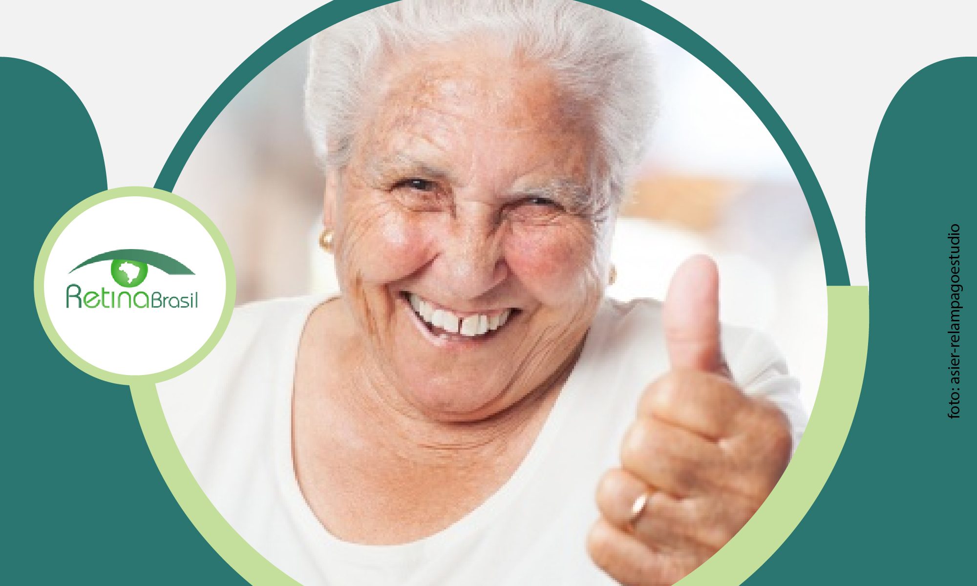 #descricaodaimagem. A imagem mostr a foto de uma senhora sorrindo com um dos braços estendido para frente. Está escrito: "Conitec recomendou a incorporação do ranibizumabe para tratamento de Edema Macular Diabético (EMD)" #olheparaessacausa. Há ainda a logo da Retina Brasil.