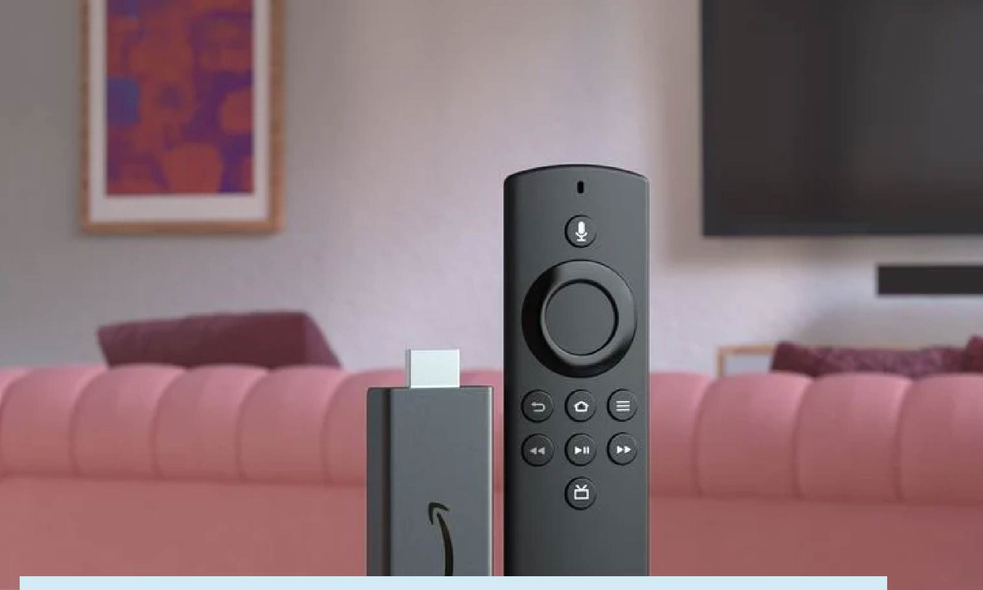 foto de uma sala de estar com destaque para o controle remoto da Fire Tv. Está escrito: "Fire Tv + Alexa facilitam o lazer das pessoas com deficiência visual" #tecnologiaassistiva e há a logo da Retina Brasil